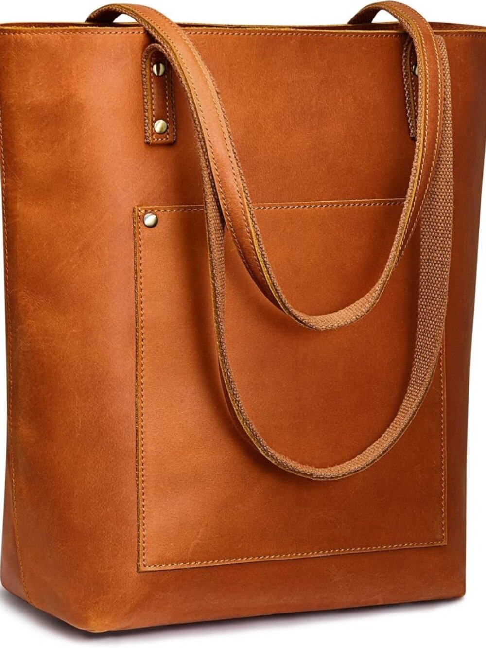 Stylish Leather Tote Bag for Women | Work Handbag with Luggage Sleeve & Pockets